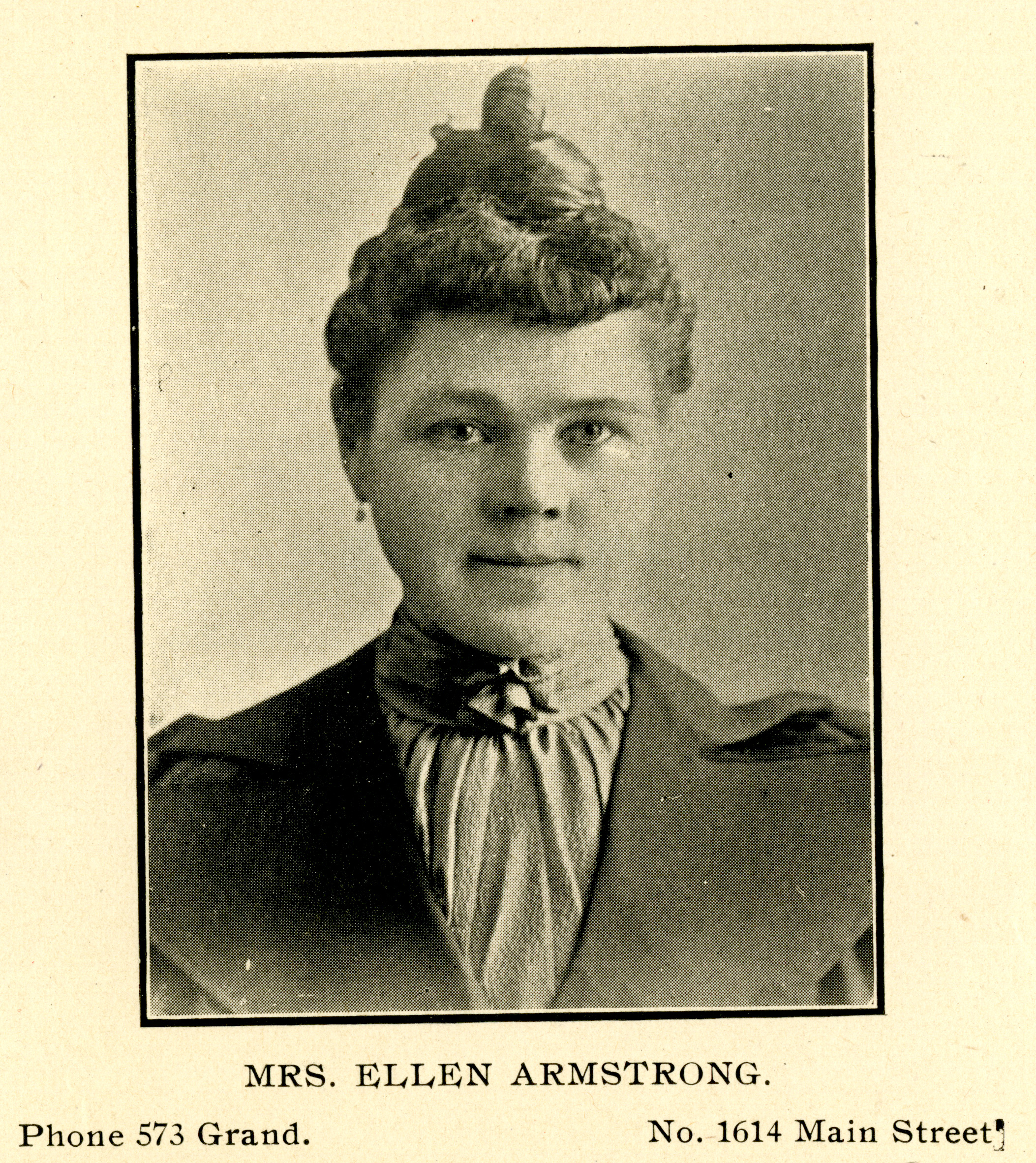 City Directory Portrait of Mrs. Ellen Armstrong