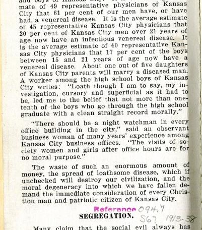 Kansas City's Shame, 1913 pamphlet on vice in Kansas City