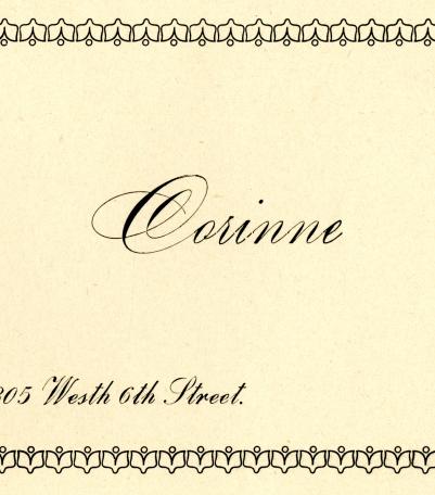 City Directory Address Card for Corinne