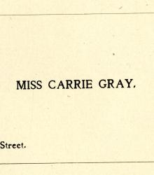 City Directory Contact Information for Miss Carrie Gray