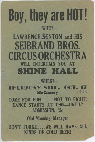 Lawrence Denton and His Seibrand Brothers Circus Orchestra Handbill